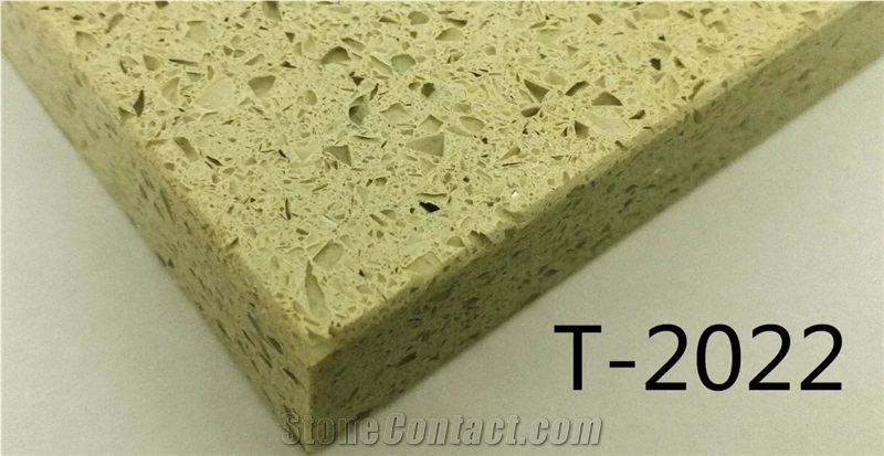 Artificial Quartz Stone T-504 Green Solid Surfaces Polished Slabs & Tiles Engineered Stone for Hotel Kitchen Bathroom Counter Top Walling Panel Environmental Building Materials