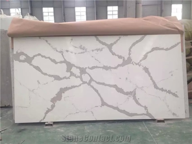 Calacatta White Quartz Slab in China, 2cm Calacatta White Engineered Quartz Slabs,3cm Solid Surface Calacatta White Quartz for Kitchen,Calacatta White Quartz