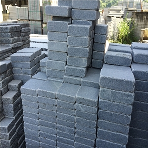 Cheap Popular G654 Sesame Black Granite Cobble Stone,Padang Dark Grey Paving Cube,Sawn and Tumbled Finish, Garden Stepping Pavements, Walkway, Driveway, Outdoor Exterior Decoration