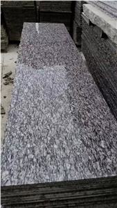 China Popular Cheap Spray/Seawave Sea Wave White Granite Polished Kitchen Countertops, Bar Tops, Worktops with Sink/Wash Basins Hole, Beveled Edge Profile, Nature Building Stone