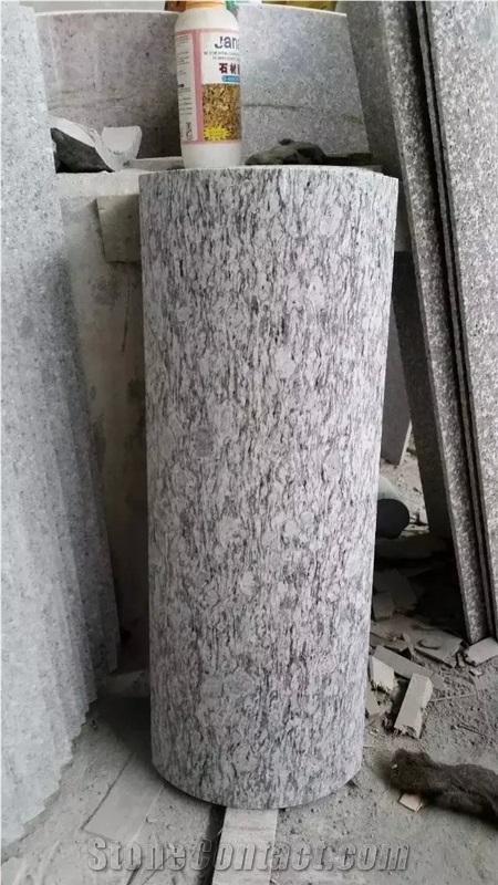 China Popular Cheap Spray/Seawave Sea Wave White Granite Polished Kitchen Countertops, Bar Tops, Worktops with Sink/Wash Basins Hole, Beveled Edge Profile, Nature Building Stone