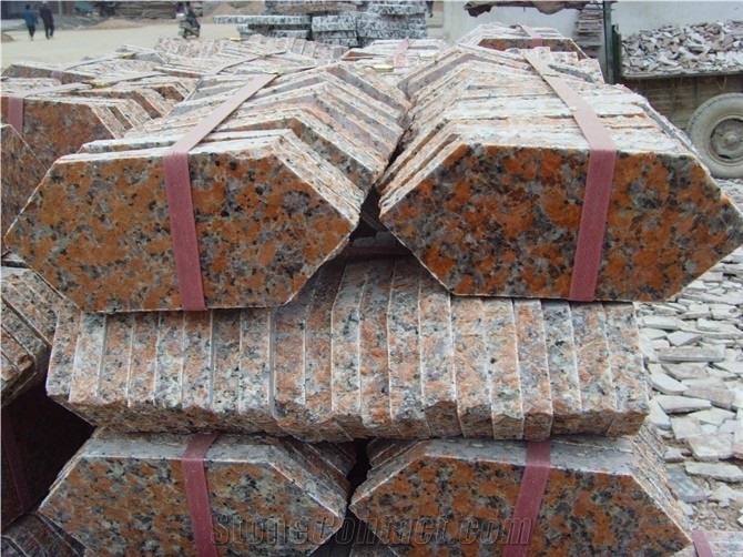 G 651 Granite,Maple Leaf Red,Maple Leaves,Maple Red,Mapple Red Cobble Stone, Cube Stone, Paving Sets, Courtyard Road Pavers
