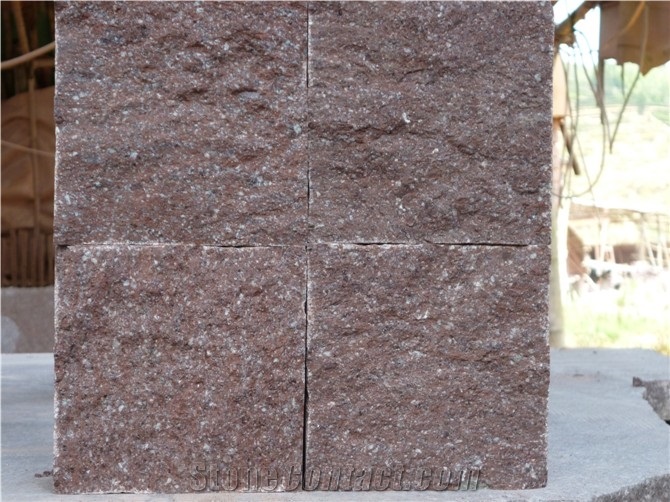 G666 Red Porphyry Shouning Red Tumbled Cube Paver, Liancheng Red Porphyry Paving Stone,Putian Red Porphyry Cube Stone