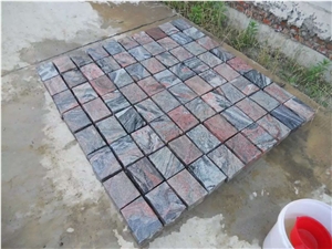 Multicolor Red Cobble Stone on the Mesh,Paving Sets Cube Stone/Walkway Paver /Driveway Paving Stone/Garden Stepping Pavements/Courtyard Road Pavers