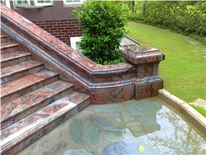 Multicolor Red Granite Steps,Multicolor Red Granite Stairs, Multi Color Red Stair Riser