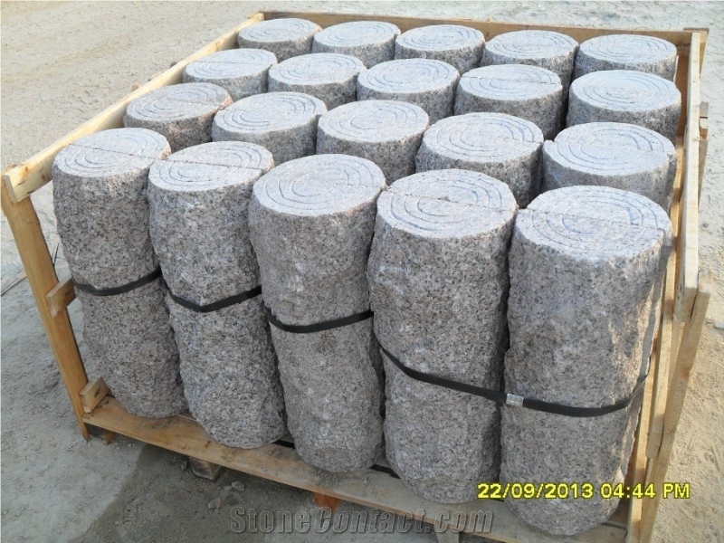 Natural Cherry Blossom Red Building Stones Column,Cherry Red,Florentine,G367 Granite,Laizhou Cherry Pink Granite
