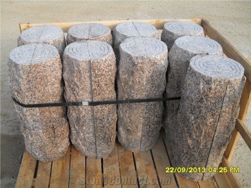 Natural Cherry Blossom Red Building Stones Column,Cherry Red,Florentine,G367 Granite,Laizhou Cherry Pink Granite