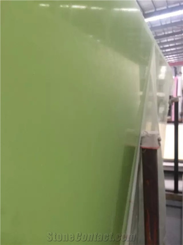 Pure Color Quartz Slabs, Green Color Quartz Stone Slabs, Engineered Stone for Kitchen Countertop, Artificial Quartz Stone Tiles