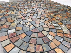 Slate Paving Tiles, Slate Cube Stone, Slate Mosaic with Mesh