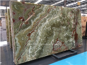Best Price Green Onyx Polished Tiles & Slabs/Natural Luxury Building Stone Onyx with Brown Veins/Lines/Flooring/Feature Wall/Clading/Hotel Lobby/Bathroom/Living Room Project Decoration