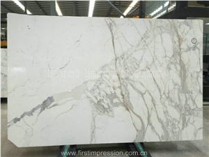 New Polished High Quality Calacatta & Carrara White Marble Slabs