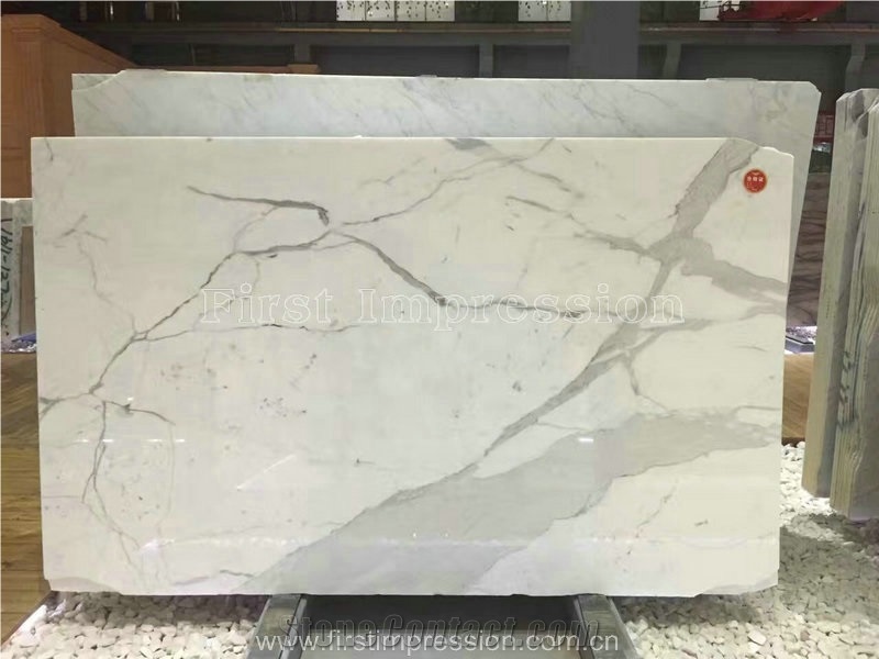 New Polished High Quality Calacatta & Carrara White Marble Slabs