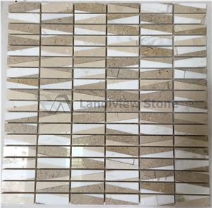 Carrara White + Cream Pearl Polished Mosaic