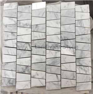 Carrara White Mosaic, Trapezoid Mosaic, Carrara Trapezoidal Mosaic