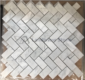 Herringbone Mosaic Carrara White Herringbone Mosaic Carrara White