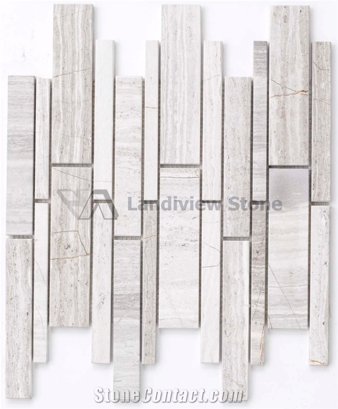 Natural Marble Mosaic, Driftwood Mosaic, Wooden White Mosaic, Id-1027