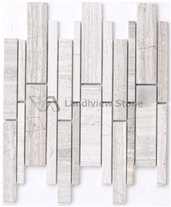 Natural Marble Mosaic, Driftwood Mosaic, Wooden White Mosaic, Id-1027 Natural Marble Mosaic, Driftwood Mosaic, Wooden White Mosaic, Id-1027