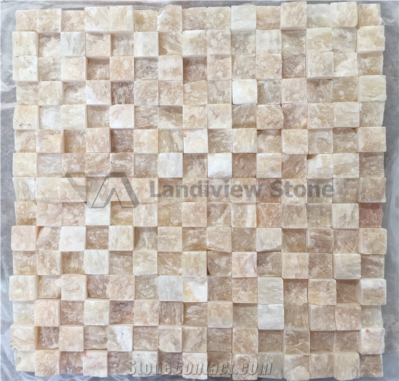 Onyx Yellow Mosaic, Split Face Mosaic, Natural Onyx Mosaic
