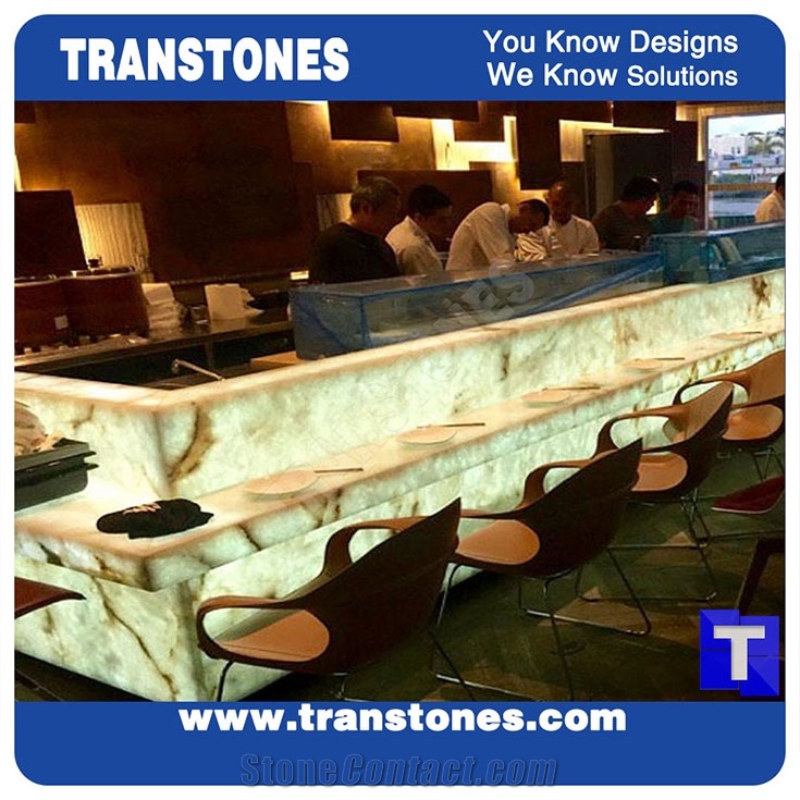 Artificial Rain Forest Green Marble Stone Panel Bar Tops,Club Reception Desk,Translucent Backlit Panel Cladding,Covering Project Show