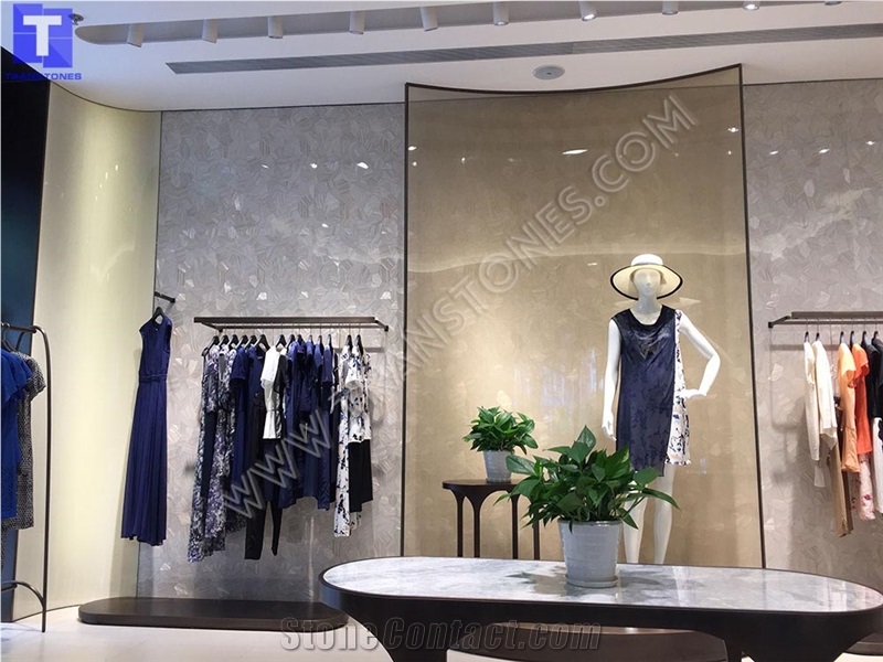 Artificial Seashell Pearl White Wall Panel 3d Building Wall Ornaments,Solid Surface Engineered Stone Wall Covering New Material from Transtones Customzied