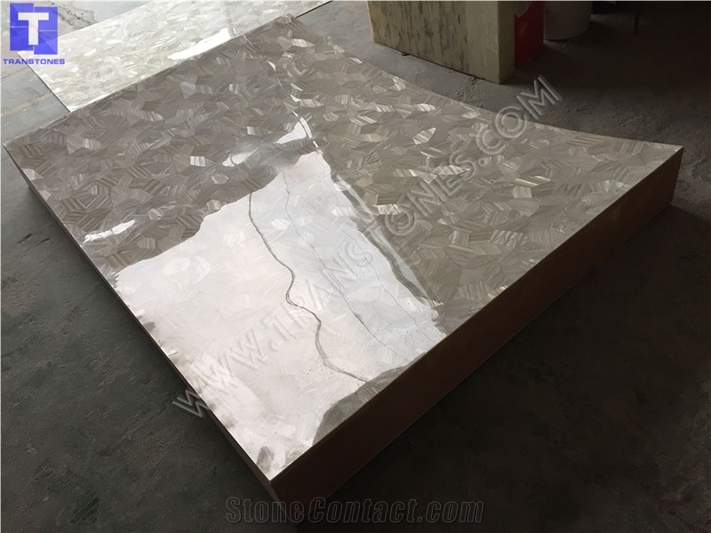 Artificial Seashell Pearl White Wall Panel 3d Building Wall Ornaments,Solid Surface Engineered Stone Wall Covering New Material from Transtones Customzied