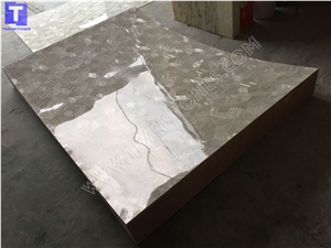 Artificial Seashell Pearl White Wall Panel 3d Building Wall Ornaments,Solid Surface Engineered Stone Wall Covering New Material from Transtones Customzied