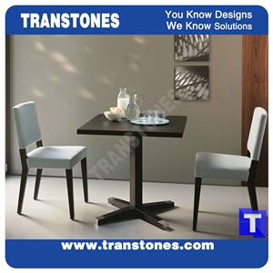Black Artificial Stone Marble Restaurant Dinner Table Desk,Square Engineered Stone Solid Surface Reception Desk Interior Stone Design Acrylic Hotel Furniture,Transtones Customized