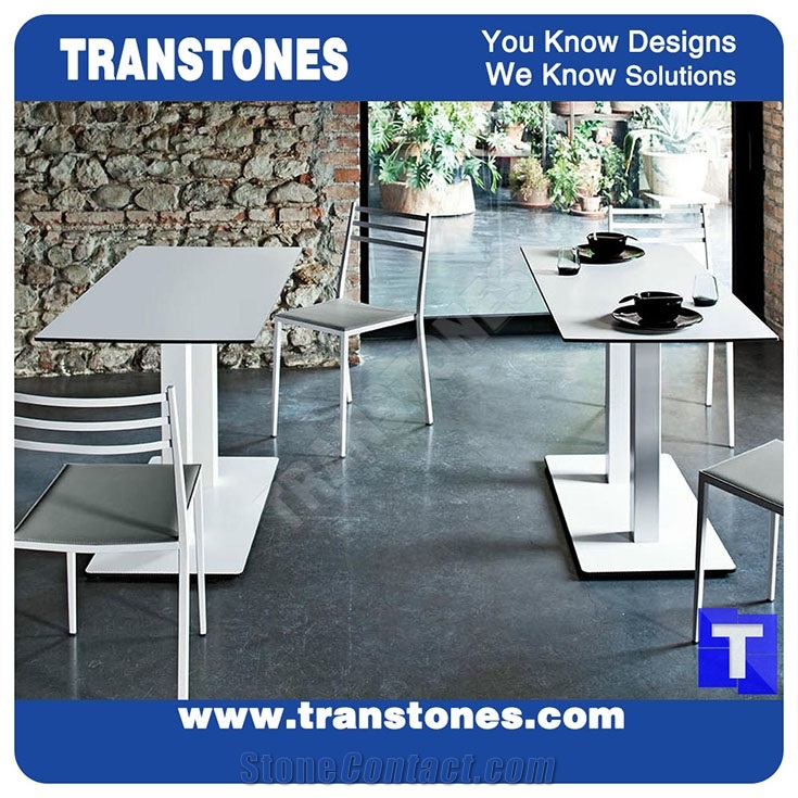 Black Artificial Stone Marble Restaurant Dinner Table Desk,Square Engineered Stone Solid Surface Reception Desk Interior Stone Design Acrylic Hotel Furniture,Transtones Customized