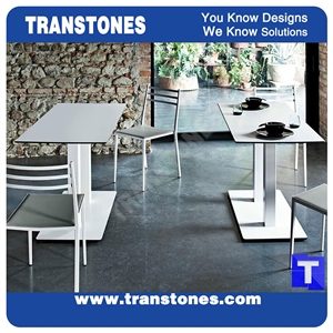 Black Artificial Stone Marble Restaurant Dinner Table Desk,Square Engineered Stone Solid Surface Reception Desk Interior Stone Design Acrylic Hotel Furniture,Transtones Customized