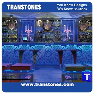 Custom Design Black Aritificial Marble Stone Round Bar Tops,Club Reception Desk Table Design,Solid Surface Engineered Stone Countertops,Transtones Customized