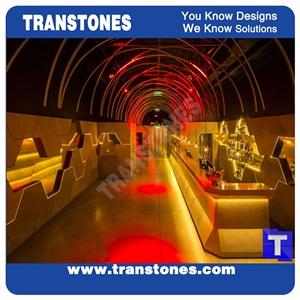 Custom Design Black Aritificial Marble Stone Round Bar Tops,Club Reception Desk Table Design,Solid Surface Engineered Stone Countertops,Transtones Customized