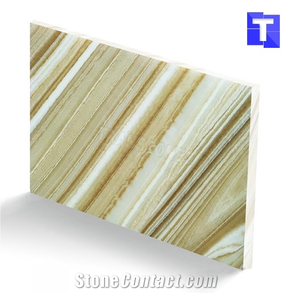 Fantastico Translucent Backlit Onice Brown Artificial Onyx Tile,Engineered Stone Alabaster Tiles Slabs for Tabletop Bar Top Cladding,Wall Panel,Glass Stone,Transtones Customized