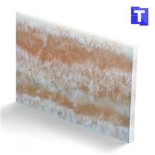 Fantasty Translucent Backlit Crystal Pink Wooden Vein Artificial Onyx Tile,Engineered Stone Alabaster Tiles Slabs for Tabletop Bar Tops Cladding,Wall Panel,Glass Stone Wood Grain,Transtones Customized