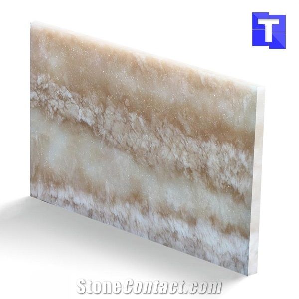 Fantasty Translucent Backlit Crystal Pink Wooden Vein Artificial Onyx Tile,Engineered Stone Alabaster Tiles Slabs for Tabletop Bar Tops Cladding,Wall Panel,Glass Stone Wood Grain,Transtones Customized
