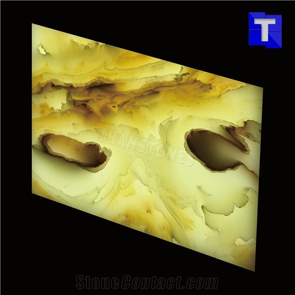 Gold Artificial Alabaster Backlit Tile Walling Cladding Panel,Yellow Engineered Glass Stone,Golden Onyx Translucent Tiles for Bathroom Walling Slabs,Transtones Customized