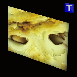 Gold Artificial Alabaster Backlit Tile Walling Cladding Panel,Yellow Engineered Glass Stone,Golden Onyx Translucent Tiles for Bathroom Walling Slabs,Transtones Customized
