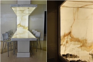 Golden Solid Surface Artificial Onyx Bath Top,Vanity Top,Engineered Stone Alabaster for Bathroom Design Countertops,Transtones Customized