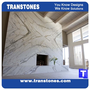 Italy Calacatta Carrara Gold Marble Tiles Panel Walling for Hotel Project,Interior Stone Home Decoration, Building Ornaments Transtones Customized