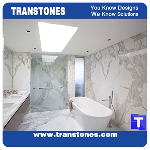 Italy Calacatta Carrara Gold Marble Tiles Panel Walling for Hotel Project,Interior Stone Home Decoration, Building Ornaments Transtones Customized
