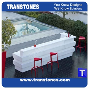 Modern Custom Design White Aritificial Marble Stone Round Bar Tops,Club Reception Desk Table 3d Surface Design,Solid Surface Engineered Stone Countertops,Transtones Customized