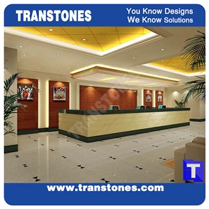 Modern Style Design Black Acrylic Artificial Marble Stone Reception Rectangle Table Tops,Engineered Stone Solid Surface Table Sets, Stone Home Furniture,Transtones Customized