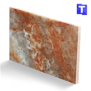 Onice Red Rossa Artificial Onyx Tile Translucent Backlit Alabaster Panels for Restaurant Desk Bar Top Cladding Decoration