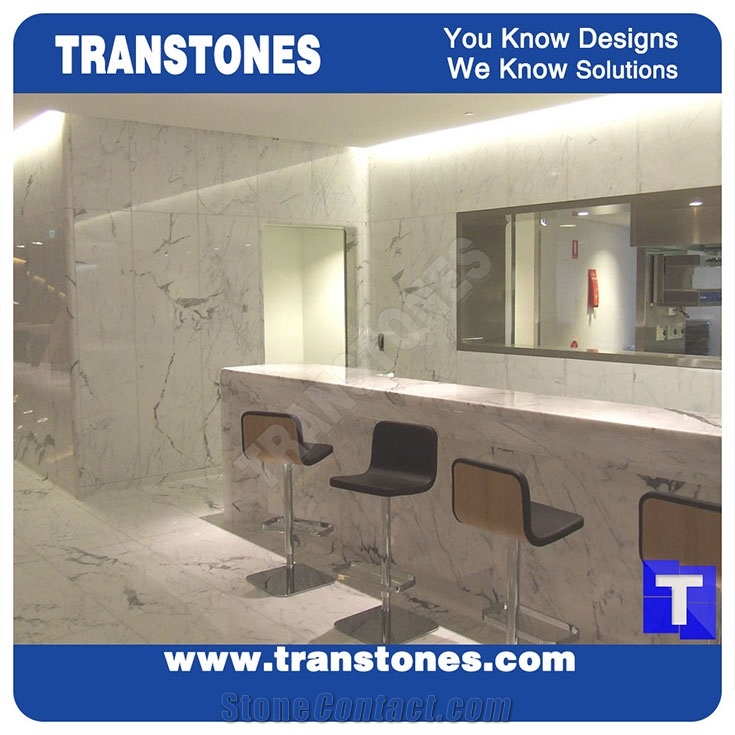 Project Show Bianco Calacatta Carrara White Marble Kitchen Islands Counter Tops,Kitchen Worktop, Kitchentop,Italy White Marble Table Tops Natural Stone