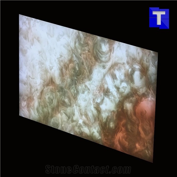 Rainbow Colorful Artificial Alabaster Backlit Tile Walling Cladding Panel,Engineered Glass Onyx Translucent Stone Tiles for Walling,Transtones Customized