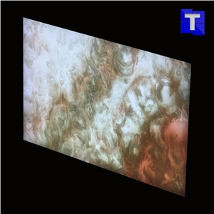 Rainbow Colorful Artificial Alabaster Backlit Tile Walling Cladding Panel,Engineered Glass Onyx Translucent Stone Tiles for Walling,Transtones Customized