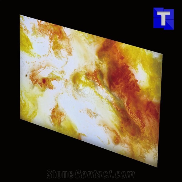 Rainbow Colorful Artificial Alabaster Backlit Tile Walling Cladding Panel,Engineered Glass Onyx Translucent Stone Tiles for Walling,Transtones Customized