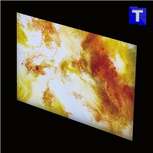 Rainbow Colorful Artificial Alabaster Backlit Tile Walling Cladding Panel,Engineered Glass Onyx Translucent Stone Tiles for Walling,Transtones Customized