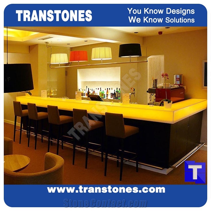White Aritificial Marble Stone Bar Tops,Club Reception Desk Table 3d Surface Design,Solid Surface Engineered Stone Countertops,Transtones Customized