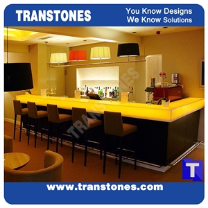 White Aritificial Marble Stone Bar Tops,Club Reception Desk Table 3d Surface Design,Solid Surface Engineered Stone Countertops,Transtones Customized