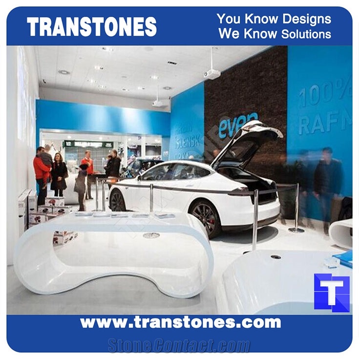 White Artificial Stone Marble Office Meeting Work Table Desk,Engineered Stone Solid Surface Reception Desk Interior Stone Design Acrylic Furniture,Transtones Customized Free Designs